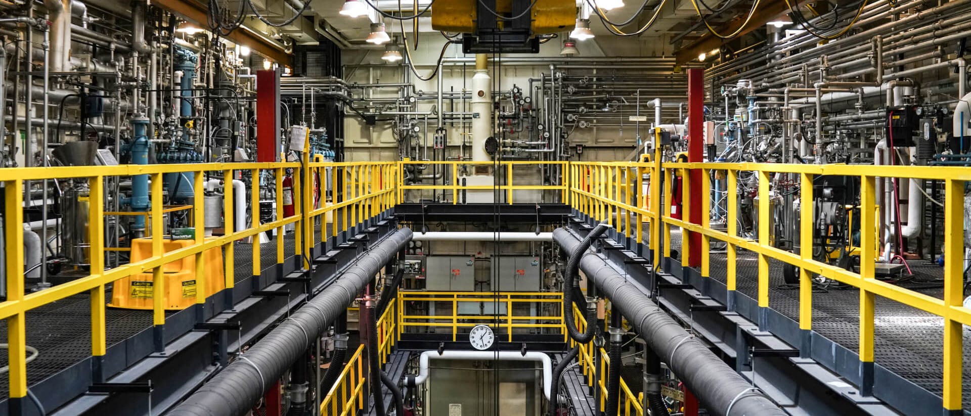Reactors, process lines and overhead crane on the MyantX advanced-manufacturing floor